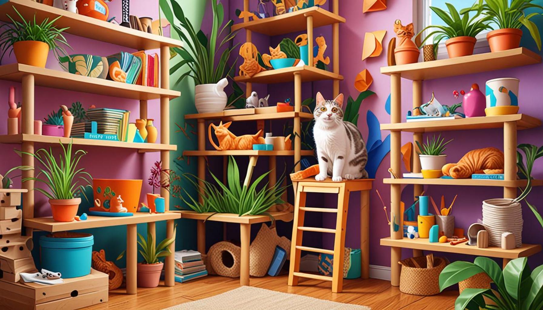 Enhance Cat Life Shelves Scratchers  Play for Environmental Enrichment